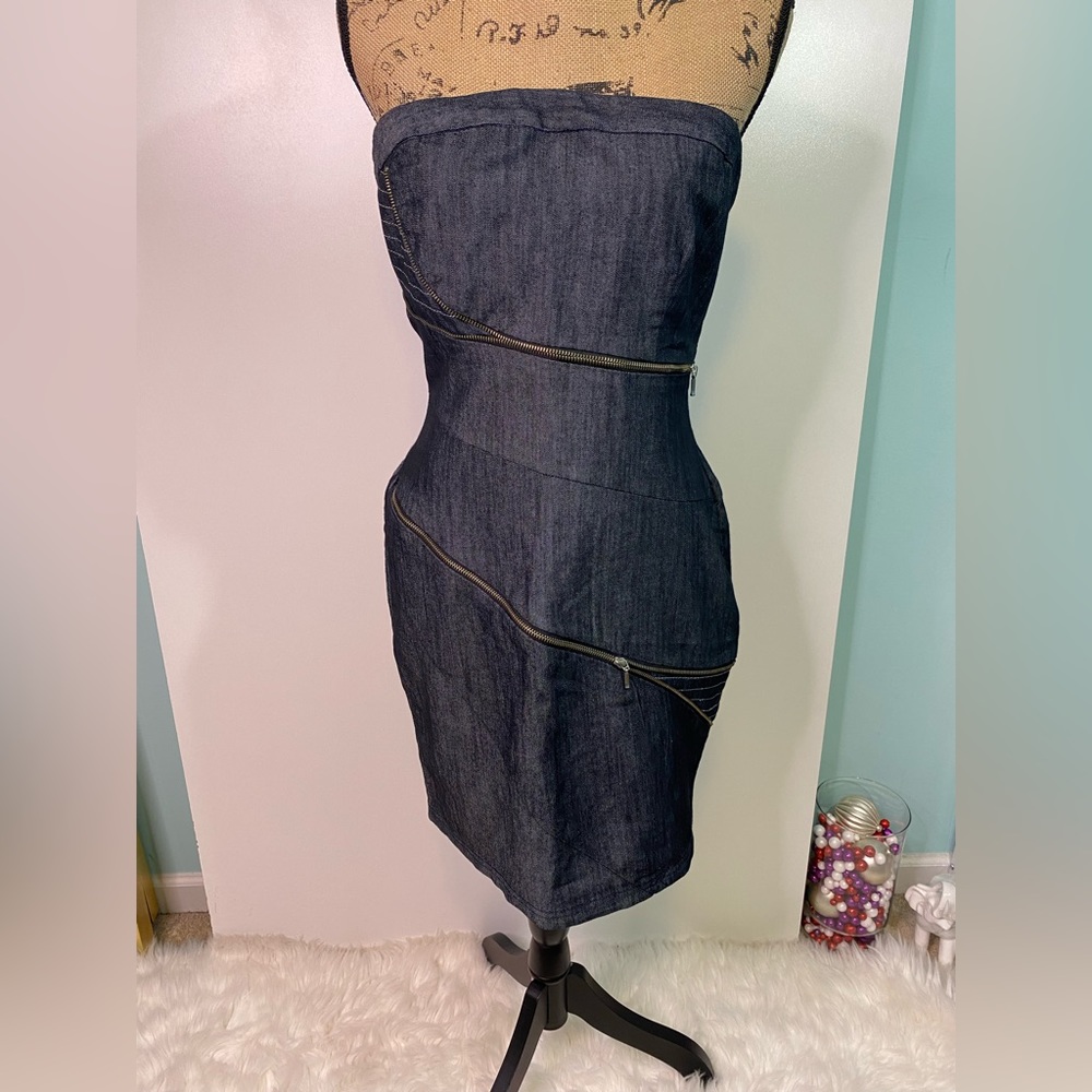 #165 THEORY Denim Strapless Dress size 6
